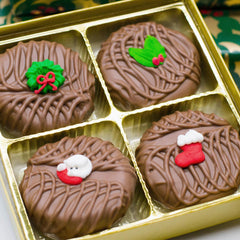 Holiday Decorated Oreos, (Sugar Decoration); 4 Piece Gold Box