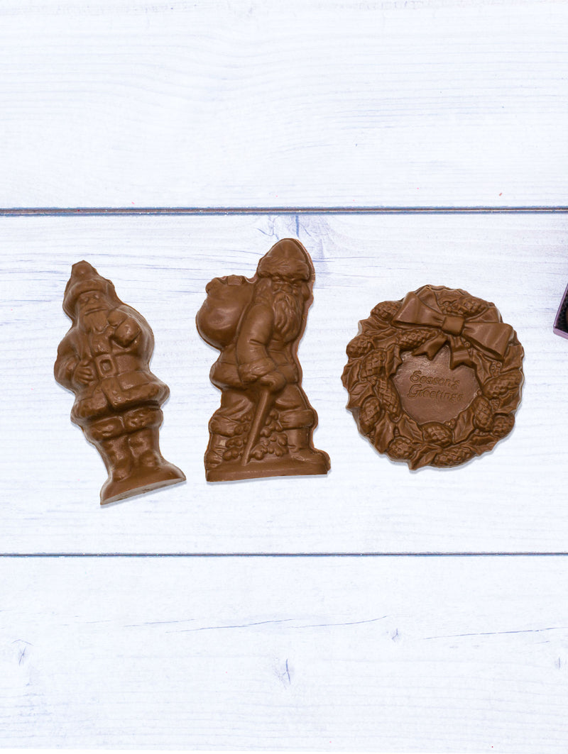 Flat Santa with Pack Mold, Milk Chocolate